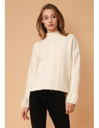 Turtle Neck Fringe Sweater 