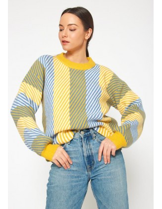 Multi Stripe Cozy Crewneck Sweater
