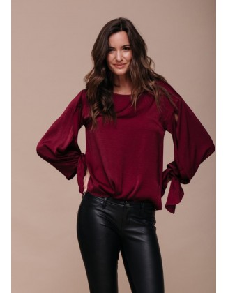 Bow Sleeve Scoopy Neck Blouse
