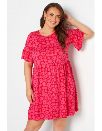 & Pink Floral Print Smock Tunic Dress