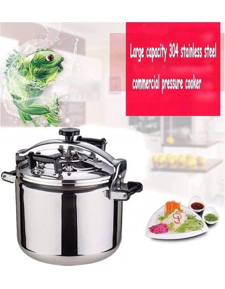 304 Stainless Steel Thickened Explosion-proof Pressure Cooker Cooker Commercial Hotel Gas-fired Induction Cooker General 22L, 30L, 40L (Size : 22L)