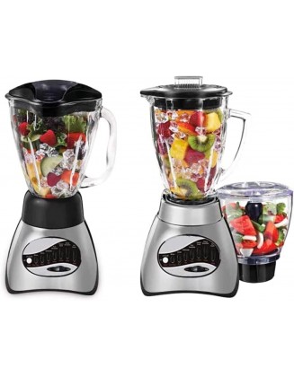 16-Speed Blender for Kitchen - Blender for Smoothies, Shakes, and More with Glass Jar (Black, 450W)