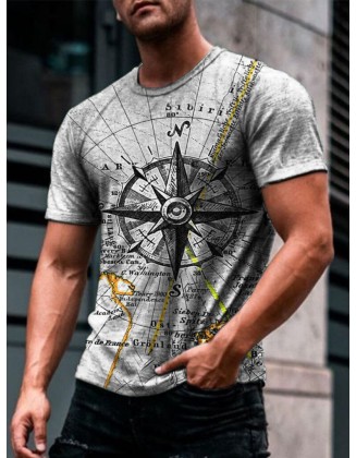 Designer Compass Anchor Print T-shirt