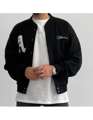 A-line Embroidered Knitted College Jacket