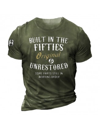 Built In The Fifties Print Men's Tactical Casual Short Sleeve Cotton T-Shirt