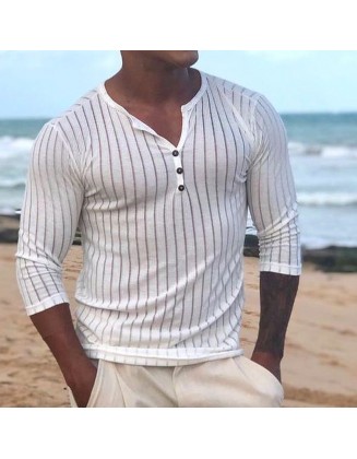 Button-up Striped Slim Fit T-Shirt