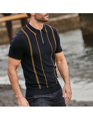 Casual Men's Short Sleeve Stripe Shirt