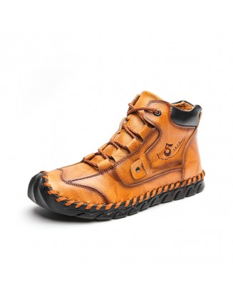 Men's Retro Soft Handmade Mid-cut Tooling Boots Outdoor Shoes