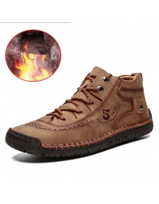 Men's Plus Fleece Warm And Soft Outdoor Casual Boots