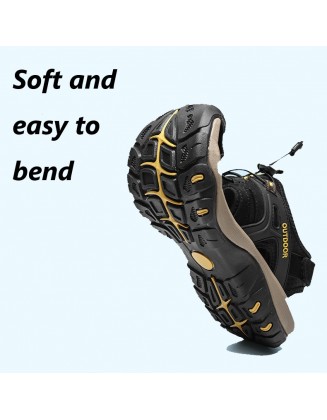 Men's Leather Toe Velcro Heel Lace-Up Outdoor Sports Casual Sandals