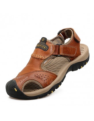 Men Leather Upper Sandals with Straps Multi-Color