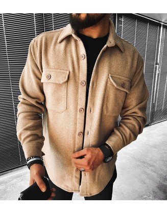 Casual Fashion Solid Color Pocket Long Sleeve Shirt Jacket