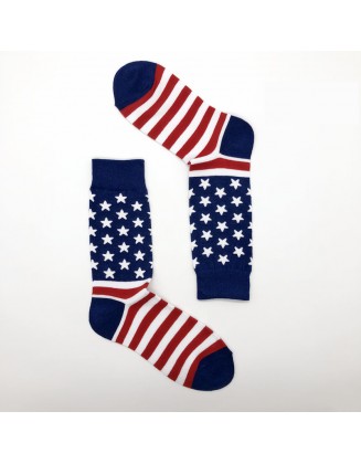 Men's American Flag Alphabet Jacquard Mid-Length Cotton Socks