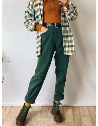 Casual Everyday Solid Color Trousers