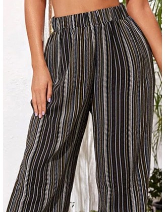 Casual Loose Striped Wide-Leg Pants