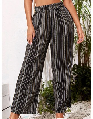 Casual Loose Striped Wide-Leg Pants