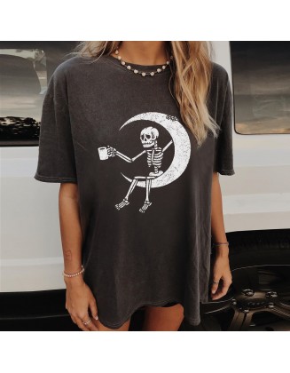 Casual Fashion Round Neck Short Sleeve Loose Printed T-shirt