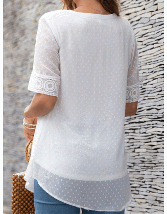 Casual All-match Solid Color Short-sleeved Pullover Blouse