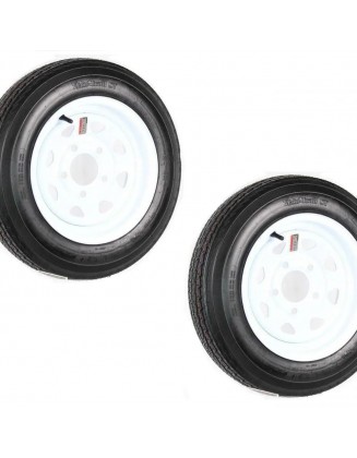 2-pk Trailer Tire on Rim 480-12 4.80-12 12 in. LRB 5 Hole White Spoke Stripe