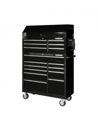 41 in. 16-Drawer Tool Chest and Cabinet Combo in Gloss Black