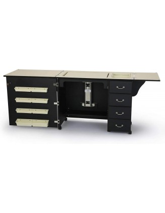 353 Norma Jean Sewing Cabinet for Sturdy Sewing, Cutting, Quilting, and Crafting with Storage and Airlift, Black Finish